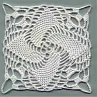 квадратный узор мотив крючком со схемой 23