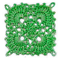 квадратный узор мотив крючком со схемой 27