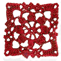 квадратный узор мотив крючком со схемой 30