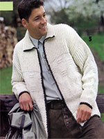 Мужской жакет вязанный спицами из неокрашенной шерсти