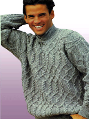 Мужской пуловер со стойкой и косами